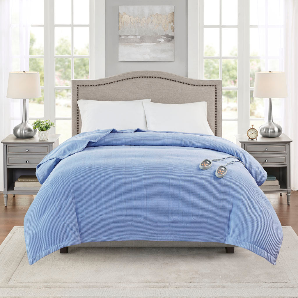 Electric Micro Fleece Heated Blanket - Blue