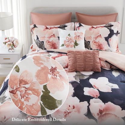 Shanti 7pcs Printed Comforter set - Blush