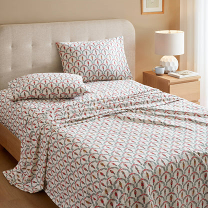 Cozy Cotton Flannel Printed Sheet Set - Scallop Nutcracker