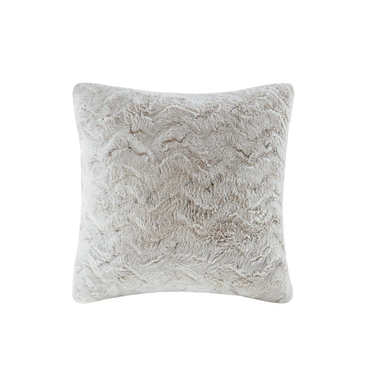 Zuri Faux Fur Square Pillow - Snow Leopard