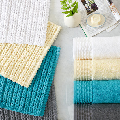 Lasso 100% Cotton Chenille Chain Stitch Rug - White