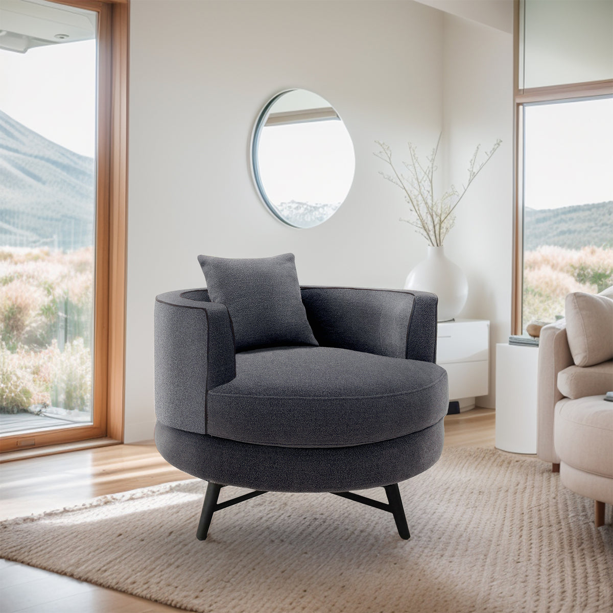 Harper Swivel Chair - Dark Grey