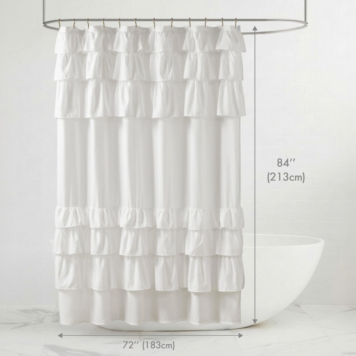 Grace Ruffled Shower Curtain - White