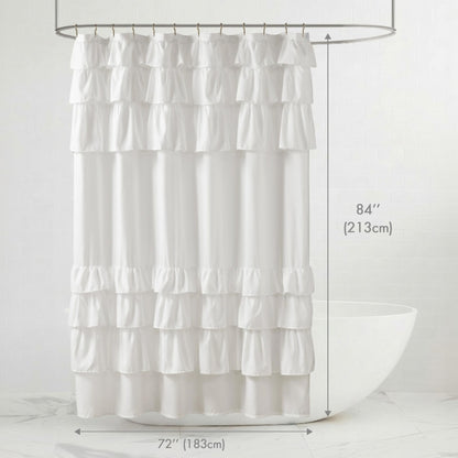 Grace Ruffled Shower Curtain - White