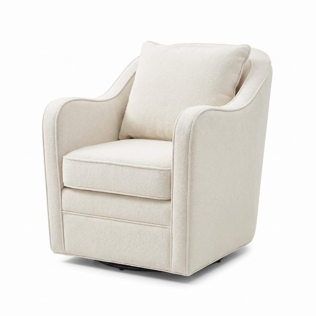 Brianne Upholstered Swivel Curved Armchair - Cream