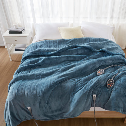 Heated Microlight to Berber Blanket - Blue
