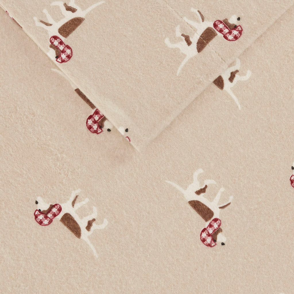 Cotton Flannel Sheet Set - Tan Dog