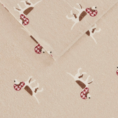 Cotton Flannel Sheet Set - Tan Dog