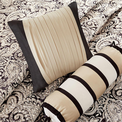 Aubrey 6 Piece Jacquard Quilt Set with Throw Pillows - Black