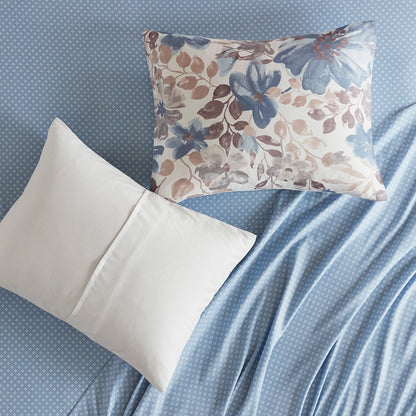 Luna Floral Comforter Set with Bed Sheets - Blue