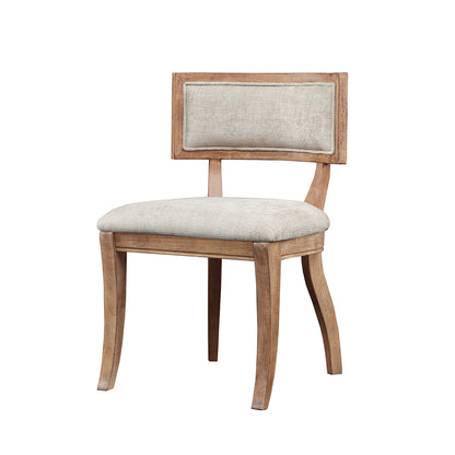 Marie Upholstered Split-Back Dining Chairs with Curved Wood Frame (Set of 2) - Beige/Light Natural