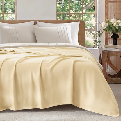 100% Certified Egyptian Cotton Blanket - Micro- herringbone Yellow