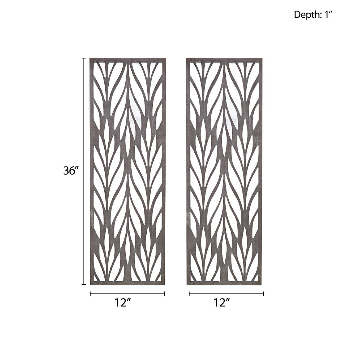 Florian Grey Laser Cut Wood 2-piece Panel Wall Decor Set - Reclaimed Grey