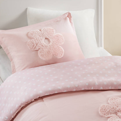 Gracie Floral Reversible Tufted Chenille Duvet Cover Set - Pink