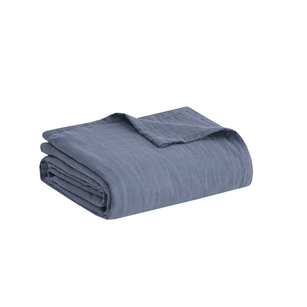Gauze 100% Cotton Lightweight Blanket - Blue