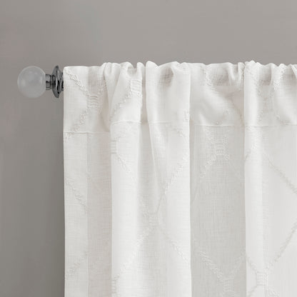 Irina Diamond Sheer Window Curtain Panel - White