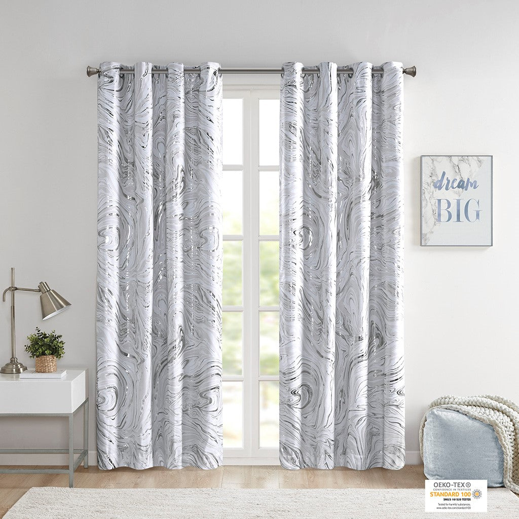 Rebecca Grommet Top Metallic Printed Total Blackout Curtain
