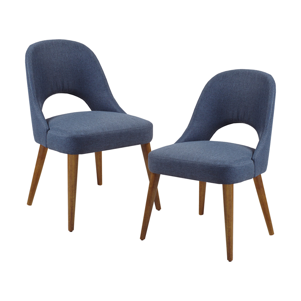 Nola Upholstered Dining Side Chairs with Cutout Back design (Set of 2) - Navy