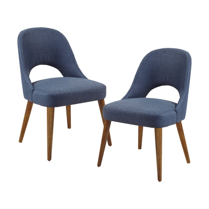 Nola Upholstered Dining Side Chairs with Cutout Back design (Set of 2) - Navy