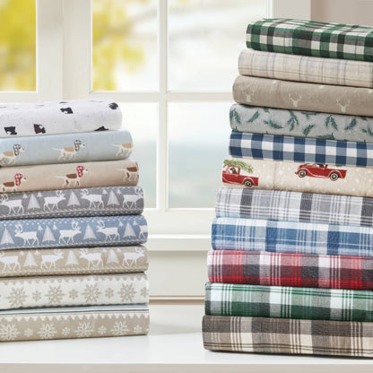 Cotton Flannel Sheet Set - Stag Head