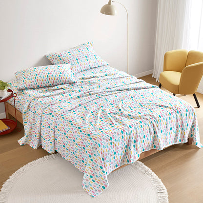 Cozy Soft Cotton Flannel Printed Sheet Set - White Holiday Trees