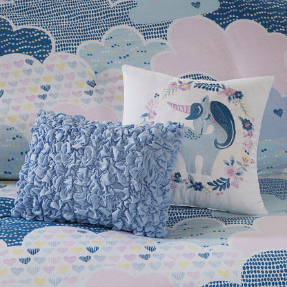 Cloud Cotton Printed Duvet Cover Set - Blue