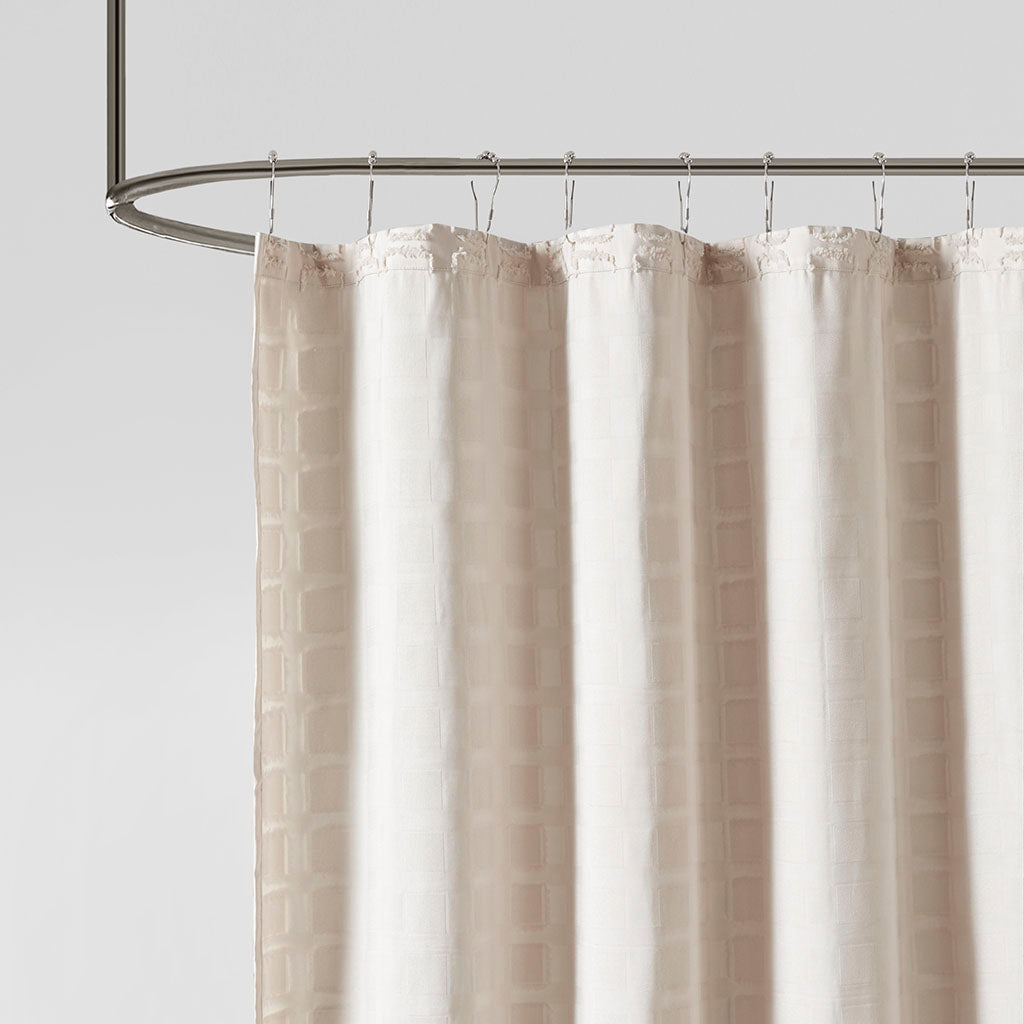Metro Woven Clipped Solid Shower Curtain - Sand