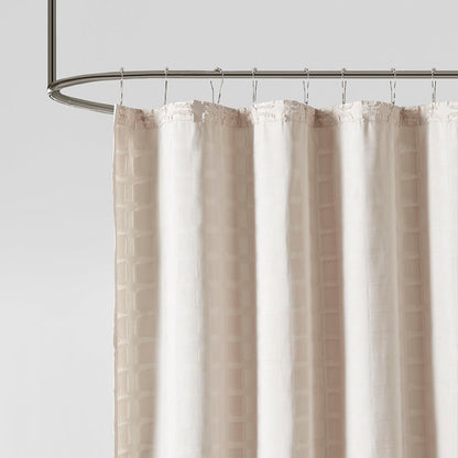 Metro Woven Clipped Solid Shower Curtain - Sand