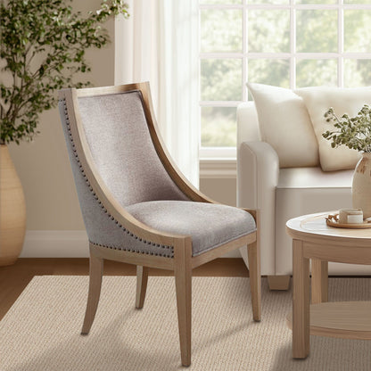Elmcrest Upholstered Dining Chair with Nailhead Trim - Linen