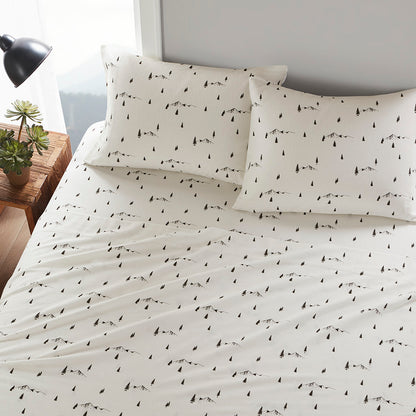 Cotton Flannel Sheet Set - Black Pine Trees