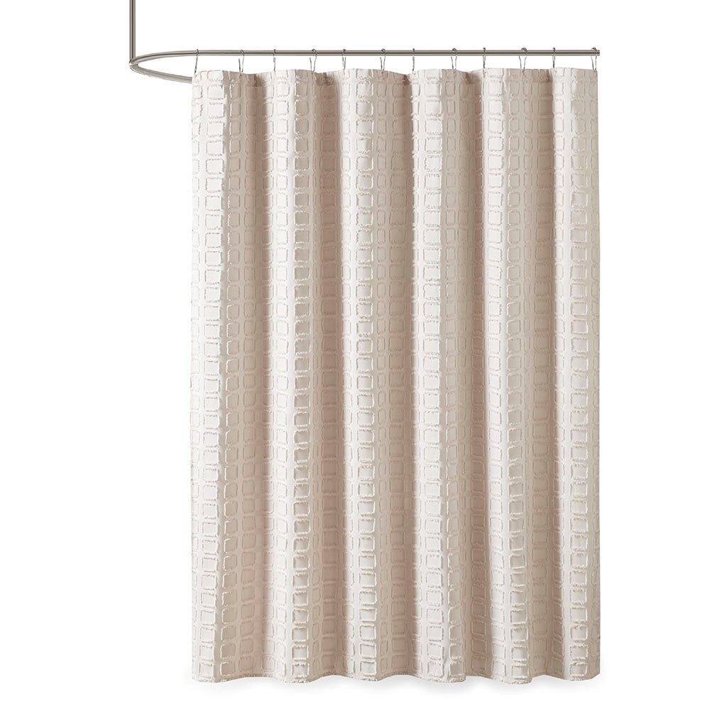 Metro Woven Clipped Solid Shower Curtain - Sand