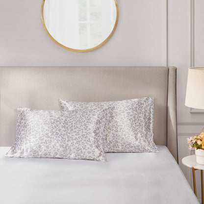 Satin Luxury 2 PC Pillowcases - Taupe Leopard