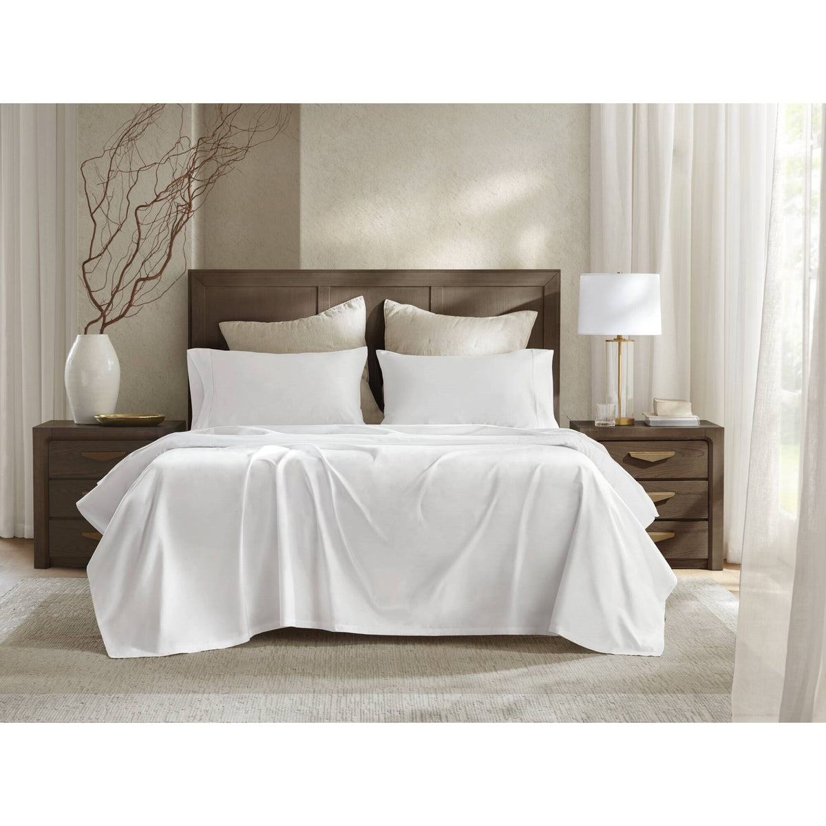 100% Egyptian Cotton Sateen Sheet Set - White
