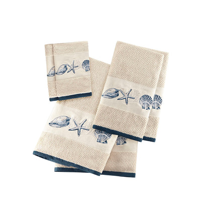 Bayside Embroidered Cotton Jacquard 6 Piece Towel Set - Blue
