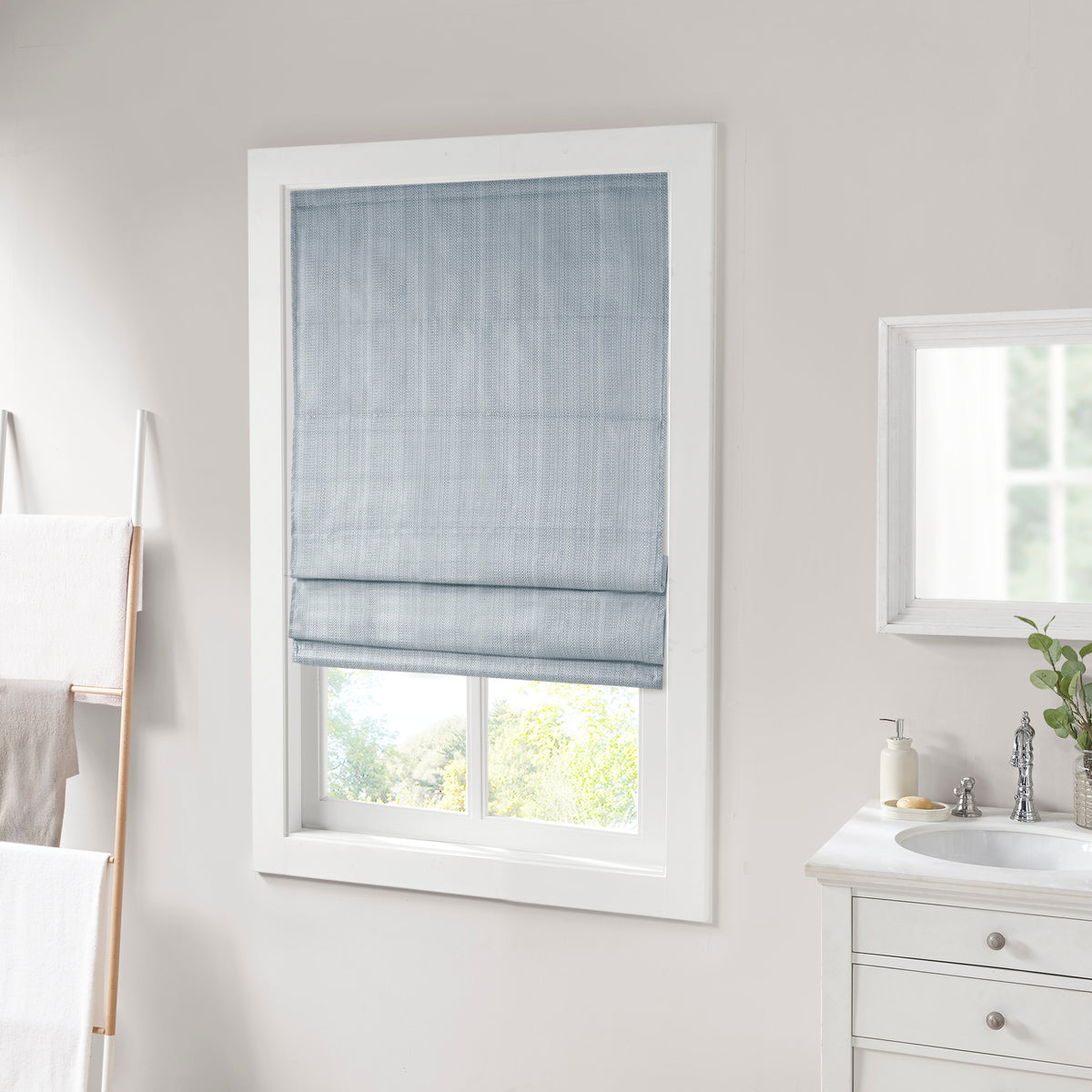 Galen Basketweave Cordless Roman Shade Collection - Blue