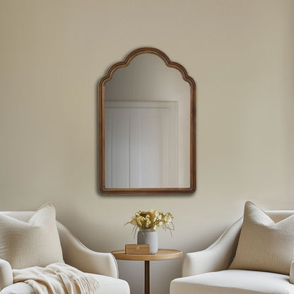 Marbella Scalloped Wood Wall Mirror - Brown