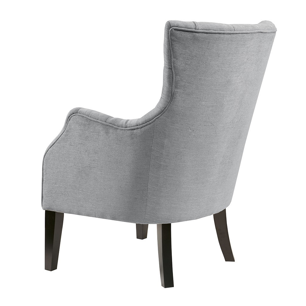 Hannah Button Tufted Grey Wing Chair