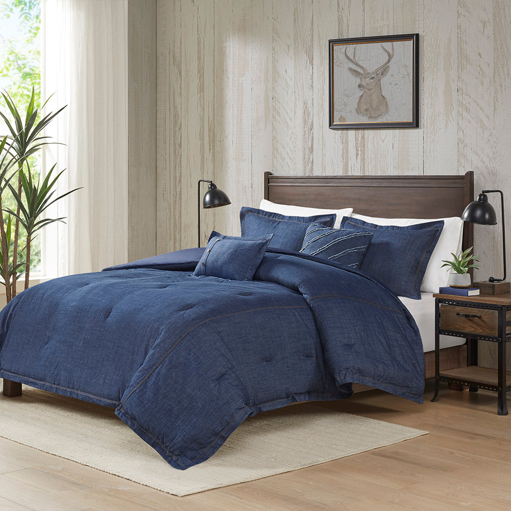 Perry Oversized Denim Comforter Set - Blue