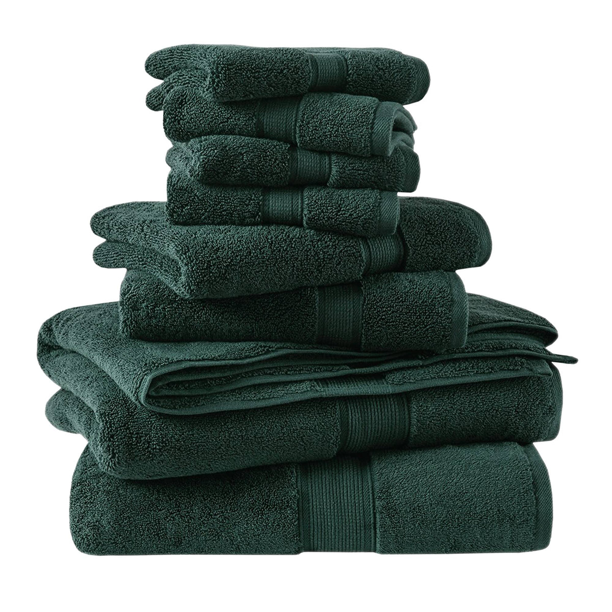 800GSM 100% Cotton 8 Piece Towel Set - Dark Green