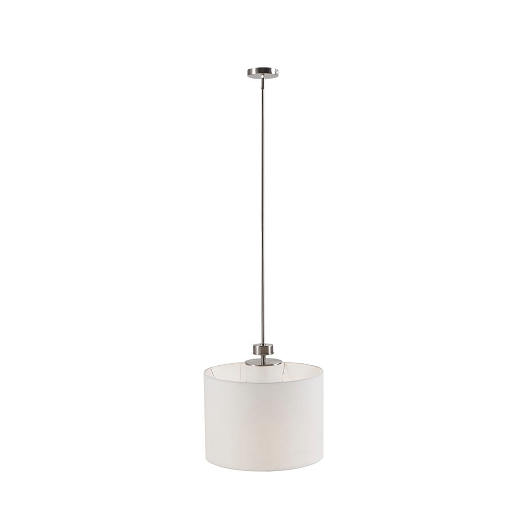 Pacific Metal Pendant with Drum Shade - Plated Nickel