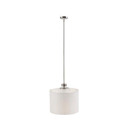 Pacific Metal Pendant with Drum Shade - Plated Nickel