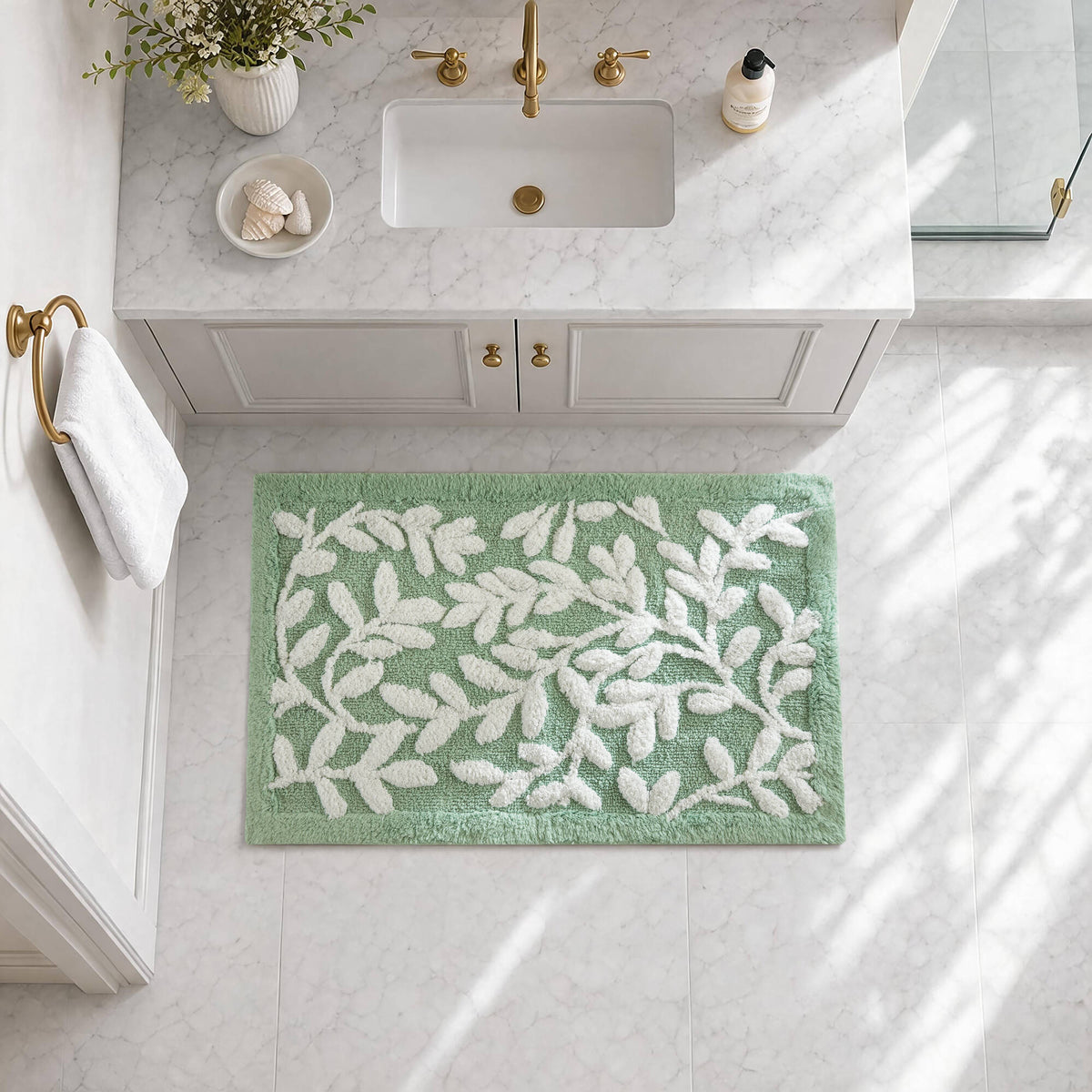 Serene Cotton Tufted Bath Rug - Sage Green