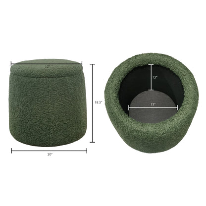 Tara Round Storage Ottoman - Green