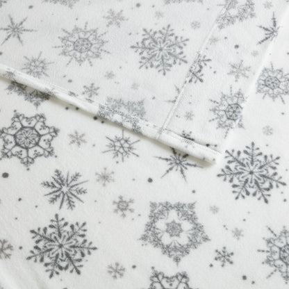 Micro Fleece Sheet Set - Grey Snowflake