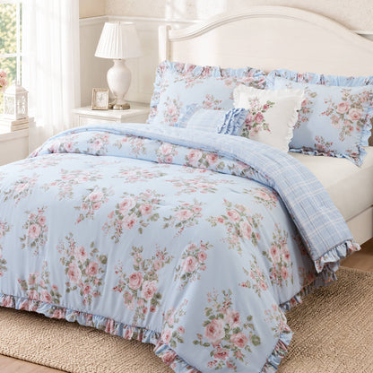 Elena Floral Comforter Set - Blue
