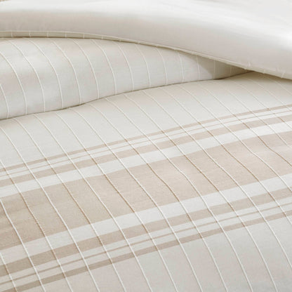 Morgan 5 Piece Cotton Jaquard Duvet Set - Ivory/Taupe