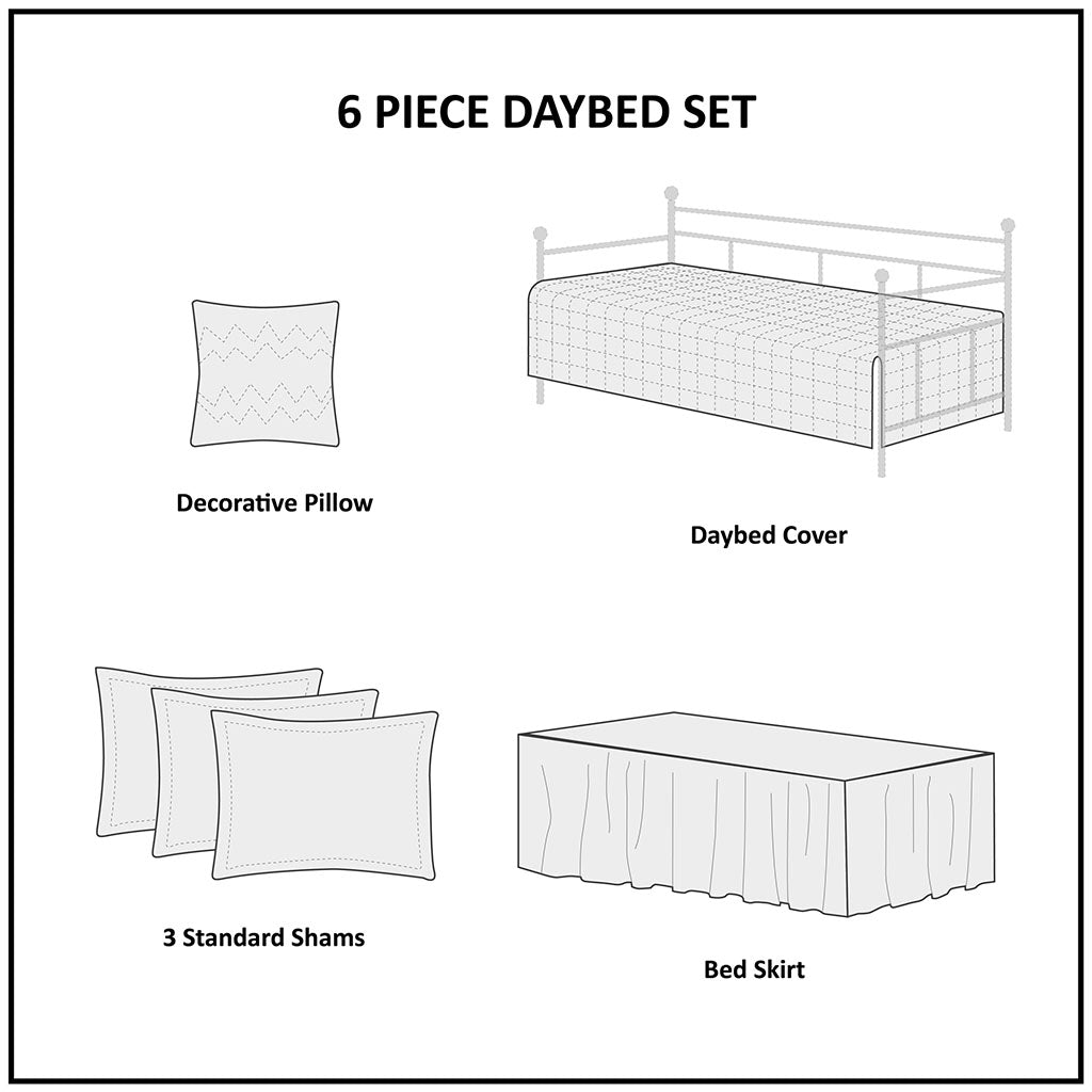 Boone 6 Piece Reversible Daybed Cover Set - Brown
