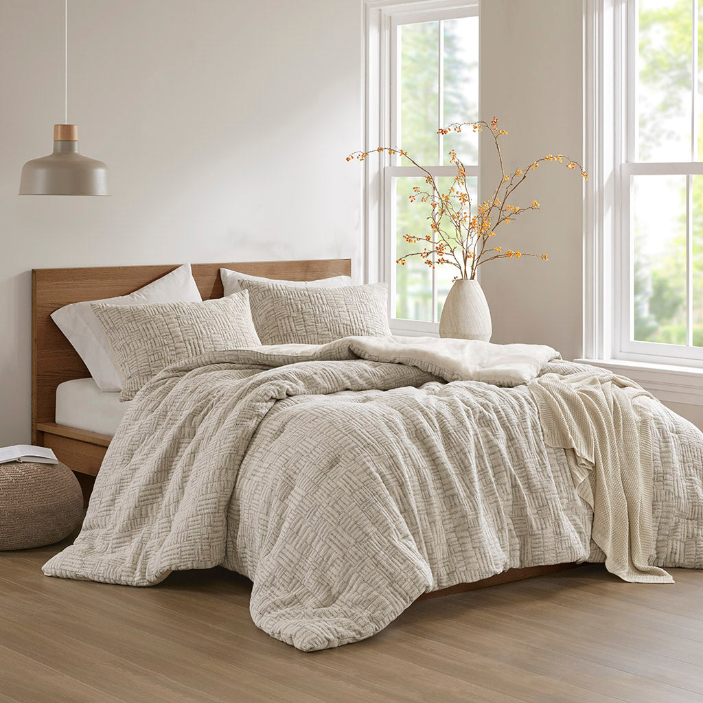 Harper Oversized Cotton Matelasse Comforter Set - Natural