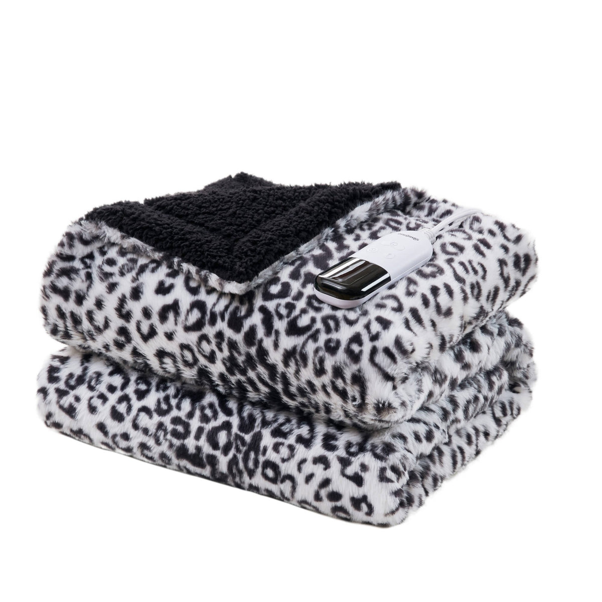 Heated Zuri Luxe Heated Throw - Snow Leopard