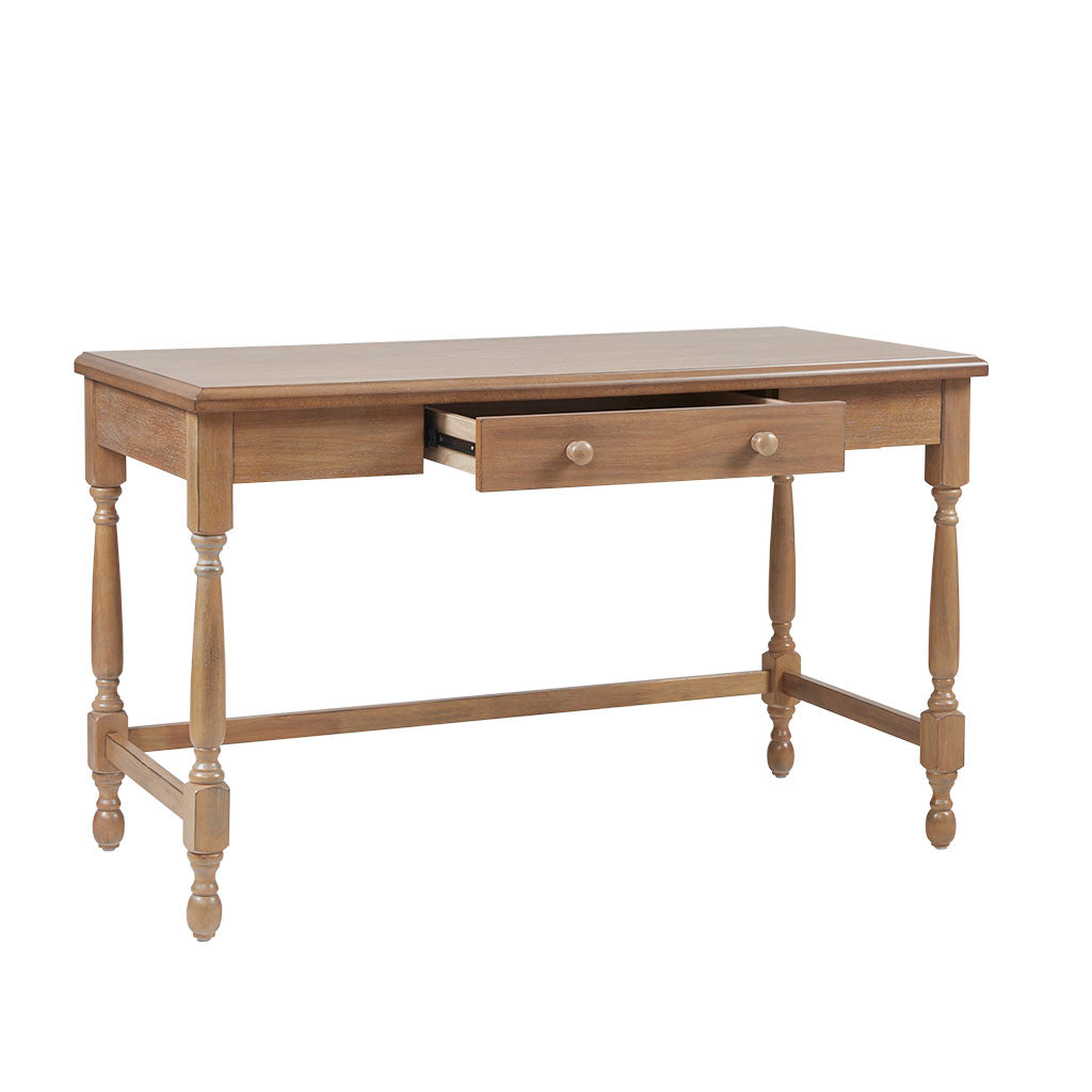 Tabitha Solid Wood Desk with 1 Drawer and turned legs - Natural